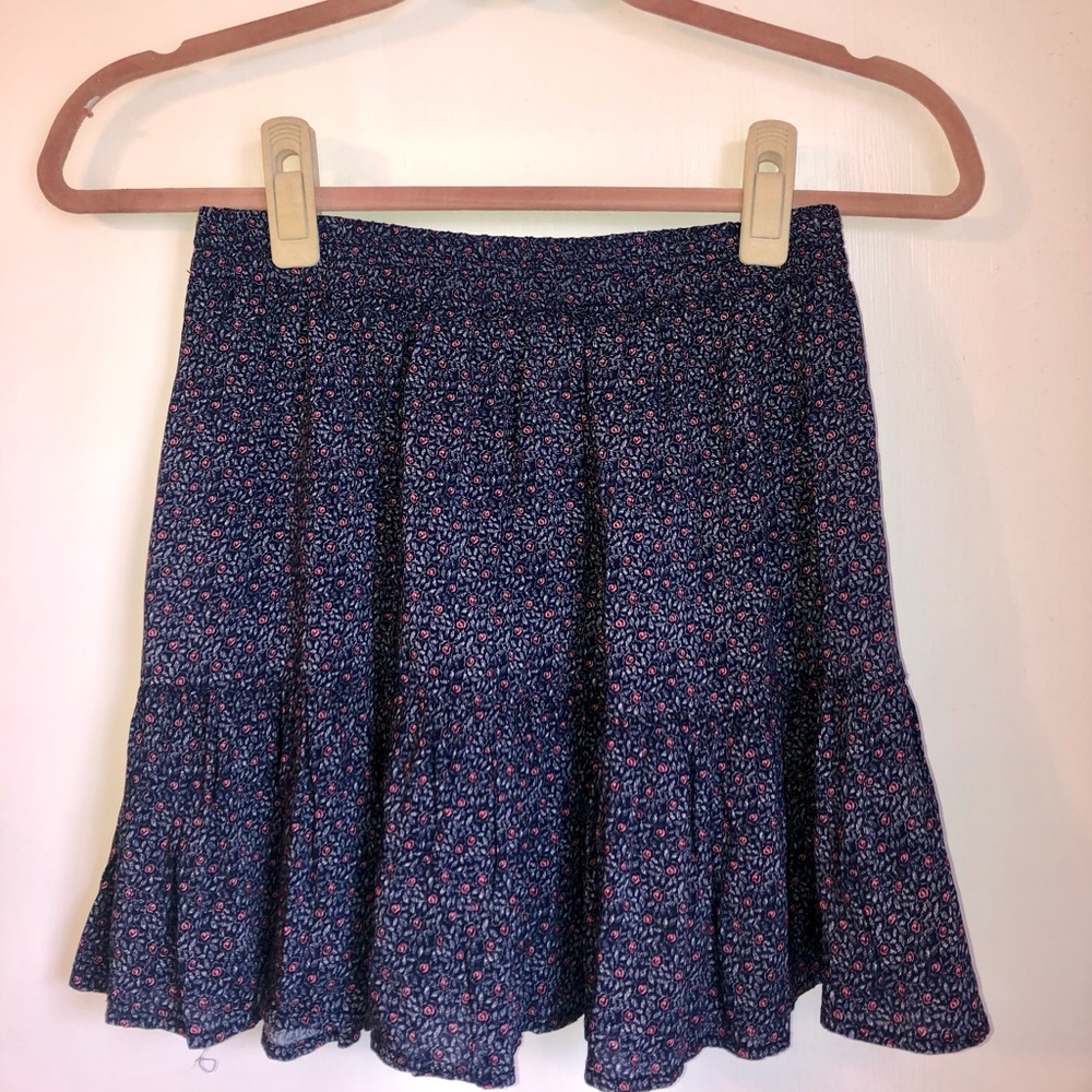 Navy Blue Patterned Skirt